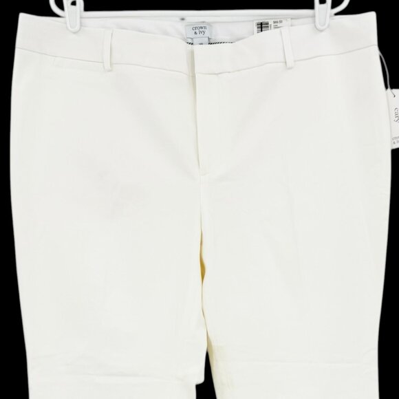 Crown & Ivy Womens White 2-Way Stretch Slim Fit Cary Ankle Pants Plus Sz 18W NWT - Picture 3 of 12